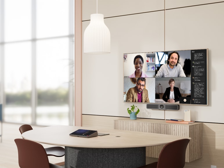 Video meeting in a small conference room