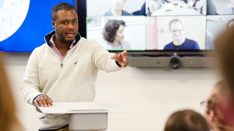 presenting in lecture song video conferencing equipment