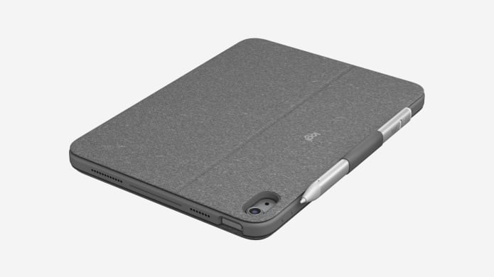 Vista lateral de un iPad con tapa protectora